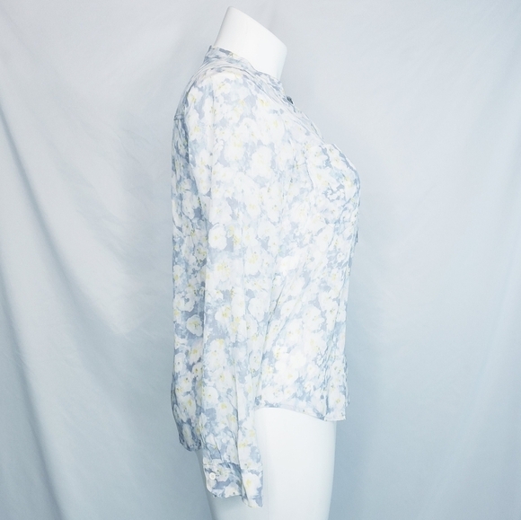 Rebecca Taylor Floral Silk Popover Blouse Top Shirt Size 10 - Picture 3 of 9